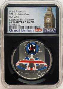 2021年 イギリス 2ポンド銀貨 ミュージック レジェンズ ザ・フー The Who NGC PF70 ウルトラカメオ First Releases！