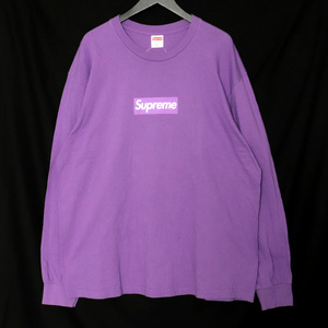 SUPREME Box Logo L/S Tee XLサイズ purple シュプリーム ボックスロゴロングスリーブTシャツ 長袖カットソー ロンT パープル 20AW