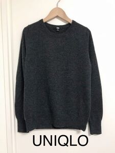 ユニクロ UNIQLO カシミヤラウンドネックセーター　カシミヤ100％ ダークグレー　S ニットセーター　141121