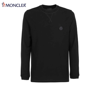 送料無料 20 MONCLER モンクレール 8D00004 899GQ ブラック 長袖 Tシャツ クルーネック ウールピケ size L