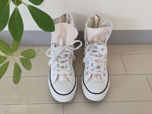 ♪♪♪ 希少モデル コンバース CONVERSE ALL STAR ハイカットスニーカー バックジップ ホワイト オールスター レディース 24.5cm ♪♪♪