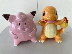 SHOPRO ポケットモンスター 貯金箱 陶器製 2体/任天堂 ポケモン ヒトカゲ プリン☆中古