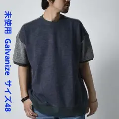 未使用 ガルバナイズ デザイン配色 半袖カットソー  Tシャツ 48 ネイビー系