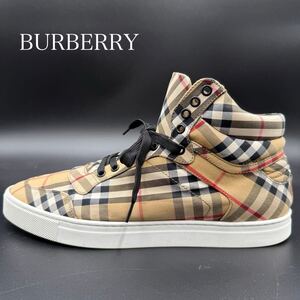 1円 【美品】 BURBERRY バーバリー 【圧倒的高級感】 ノバチェック メンズ ハイカット スニーカー シューズ 靴 キャンバス 29cm相当