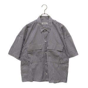 monkey time モンキータイム STN STRIPE CROPPED REG SS スタン ストライプ クロップド 半袖シャツ ブルー 8316-149-0201