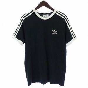 アディダスオリジナルス adidas originals ショートスリーブTシャツ Ringerneck Trefoil Tee カットソー ロゴ サイドライン 半袖 M 黒