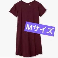 レディースワンピース 半袖 Tシャツワンピ 赤 Mサイズ 膝丈ワンピ