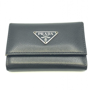 【中古】prada ６連キーケース サフィアーノ　ブラック　プラダ[240017648901]