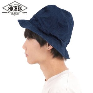 【サイズ 2】HIGHER ハイヤー 綿麻ウェザー マウンテンハット ネイビー 日本製 帽子 メンズ レディース COTTON LINEN WEATHER MOUNTAIN HAT