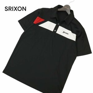 SRIXON スリクソン 春夏 ロゴ刺繍★ 切替 半袖 ポロシャツ Sz.L　メンズ 黒 ゴルフ　C4T05690_6#A