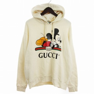 グッチ GUCCI Disneyコラボ 20SS ミッキー パーカー プルオーバー 裏毛 469251 コットン アイボリー 白系 S ☆AA★ メンズ