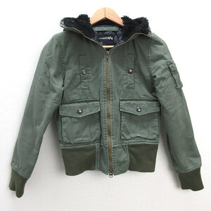 k■アルファ/ALPHA INDUSTRIES フーディーミリタリージャケット【S】カーキ/LADIES■184【中古】