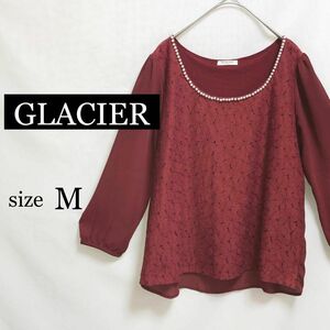 GLACIER 上品 花柄 レース パール 7分袖 ブラウス 2406/020