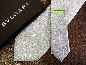 ★並品★4R01911【BVLGARI】ブルガリ「象 ゾウ 動物 サーカス 柄」最高級セッテピエゲ ネクタイ