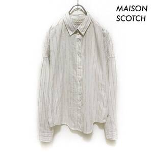 【送料無料】MAISON SCOTCH メゾンスコッチ★ストライプ柄 長袖シャツ オフホワイト