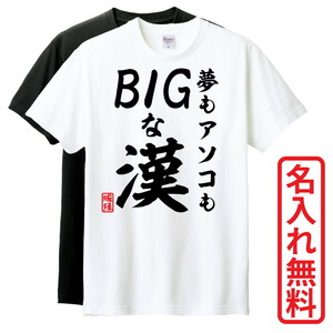 おもしろTシャツ　半袖 Tシャツ　長袖 ロンT　対応　夢もアソコもBIGな漢　