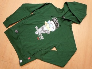 B/ONE/SOUL ビーワンソウル DUCK DUDE フーディ プルオーバー スウェットパーカー M★緑 即決★e