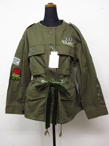 ｍ8154 タグ付き未使用保管品　ページボーイ　レディースミリタリージャケット　F　カーキグリーン　alicia PAGEBOY　綿100％　US ARMY