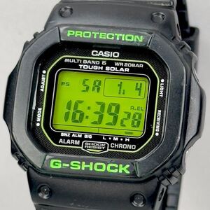 美品 CASIO G-SHOCK GW-M5610B-1JF タフソーラー 電波受信 電波ソーラー マルチバンド6 スクウェア ブラック グリーン スピード オリジン 