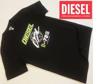 新品★ディーゼル DIESEL★ブラック グラフィック Tシャツ★ホワイト グリーン ロゴ ナンバーリング プリント★黒 白 XL☆945