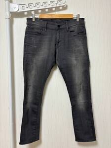 美品☆W33 [G-STAR RAW] REVEND SUPER SLIM スリムストレッチ グレーデニムパンツ 33 ジースター