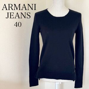 ARMANIJEANS アルマーニジーンズ バックプリント ニット セーター リブ　L