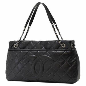 【送料無料】【本物】CHANEL★シャネル★チェーントートバック★キャビアスキン★ブラック★シルバー金具★レディース★ココマーク★17番台