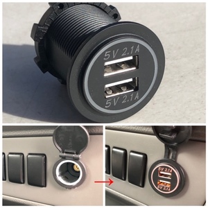 InstallBay Dual USB charger USBチャージャー シガーソケット交換タイプ 緑 照明 USDM Metra 汎用