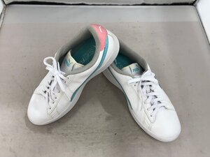 【PUMA】プーマー　スマッシュ　ブイツー　レディススニーカー　ホワイト×ライトブルー×ライトピンク　レザー　22.5cm　SY02-GNP