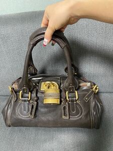 Chloe クロエ パディントン レザー 南京錠 ハンドバッグ 肩掛け ショルダーバッグ カバン ブラウン こげ茶 Bag 人気 1円〜 ワンショルダー