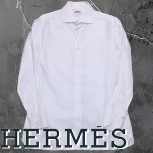 【エルメス Herms】特注 スムジュール ドレスシャツ ホワイト メンズ シェル釦