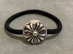 中古 CHROME HEARTS クロムハーツHAIRBAND CH CROSS コンチョ初期モデル クロスボール ヘアゴム シルバー ヘアバンド 