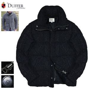 サファリ掲載 極美品 定3.6万 極暖! DUFFER ダファー コンチョ釦 ペイズリー リネン混 ケーブルニット ダウンジャケット M CABLE KNIT DOWN