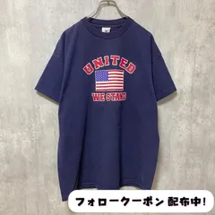 古着 used　USA国旗　UNITED WE STAND　半袖プリントTシャツ　ネイビー　紺　クルーネック　オーバーサイズ