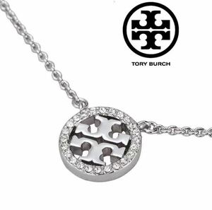 正規新品　TB023-06　Tory Burch トリーバーチ ミラー パヴェ ロゴ デリケート ネックレス　シルバー　大特価