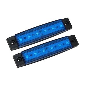 24V LED 6発 サイドマーカー 青 ブルー 2個 フラット 角型 9mm 薄型マーカー トラック 車高灯 車幅灯 路肩灯 ワークライト デイライト