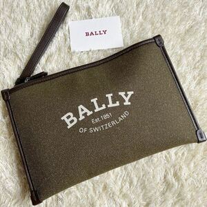 【近年モデル/未使用級】1円 BALLY バリー クラッチバッグ セカンドバック ビジネス ロゴ ストラップ キャンバス レザー メンズ カーキ