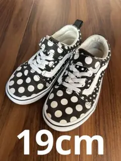 VANS キッズ ドット柄 スニーカー 19cm 可愛い 黒 バンズ