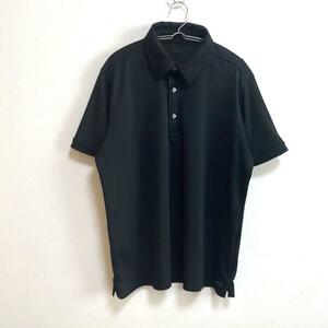 100円スタート【ユニクロ】UNIQLO ポロシャツ 半袖 DRY 速乾 無地 シンプル 黒 ブラック メンズ サイズXL　　　　SA8161