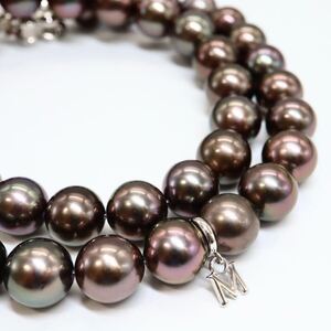 1円〜!!美品!!MIKIMOTO(ミキモト)▼K18 南洋黒蝶真珠ネックレス▼D 約57.1g 約42.5cm 約8.0-11.0mm jewelry EB5/ZZ S1057