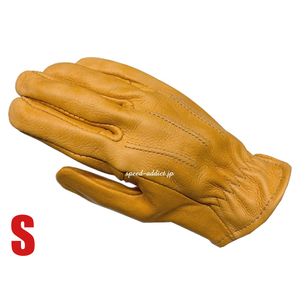 SULLIVAN GLOVE SHORTY VINTAGE GOLD S/サリバングローブ金ゴールド裏地なし鹿革ディアスキン本革バイク用手袋春用夏用春夏用秋用定番usa製