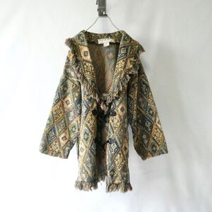 90s Made in India 100% cotton goblan weaving native jacket 90年代　インド製　フリンジ　ゴブラン織　ネイティブ柄　ジャケット