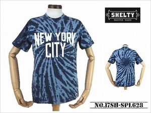 【送料無料! STOCK SALE 】 「SHELTY 」 タイダイ・NY CITY プリントTシャツ 「SAMPLE特価」　NO.17SH-SPL628 NAVY_M(タイトめ)