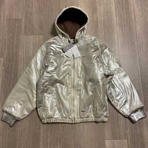 HA984 未着用タグ付 SUPREME × MAISON MARGIELA Foil Hooded Work Jacket sizeM シルバー SNKR DUNK ワークジャケット MM6