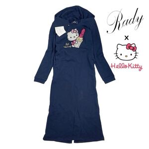 10T152☆ Rady × Hello Kitty レディー サンリオ コラボ 新品未使用 ネイビー プルオーバー パーカー スウェット ロングワンピース F