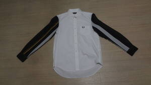 送料230円★sizeM位★FRED PERRY★長袖★1P刺繍ロゴ★デザインシャツ/白紺緑グレー★フレッドペリー★カジュアル★トップス