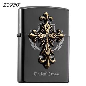 喫煙具新品未使用zippo型オイルライターZORROゾロオイルライターエンジェルクロス　ブラック色