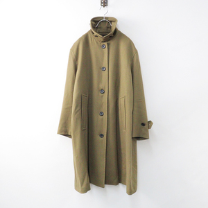 美品 定価132000円 2023AW マーガレットハウエル MARGARET HOWELL MILLED WOOL TWILL コート 2/カーキ ウール ロング【2400014075304】