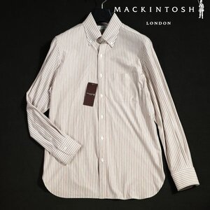 新品1円～★定価2.7万 MACKINTOSH LONDON マッキントッシュ ロンドン 長袖 FLEX JERSEY カラードストライプジャージーシャツ L ◆5076◆