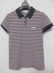 ラコステ LACOSTE ボーダー ポロシャツ ピンク 黒 34 yg1757